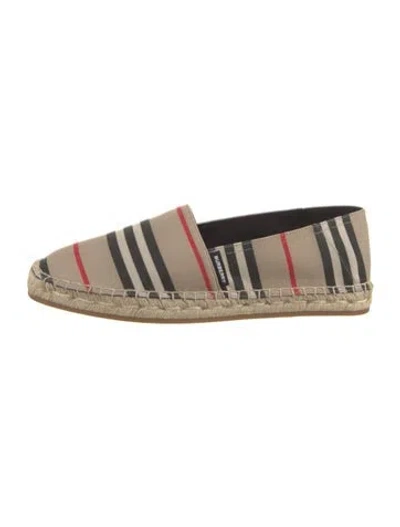 Pre-owned Burberry Canvas Striped Espadrilles In Neutral