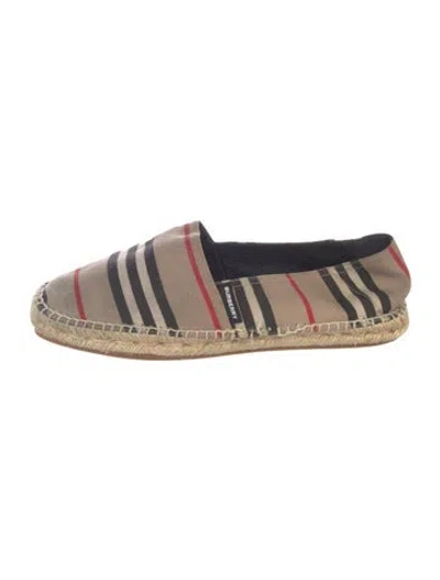 Pre-owned Burberry Canvas Striped Espadrilles In Neutrals