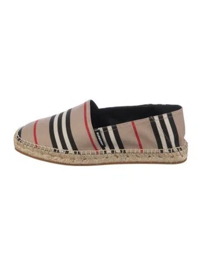 Pre-owned Burberry Canvas Striped Espadrilles In Neutrals