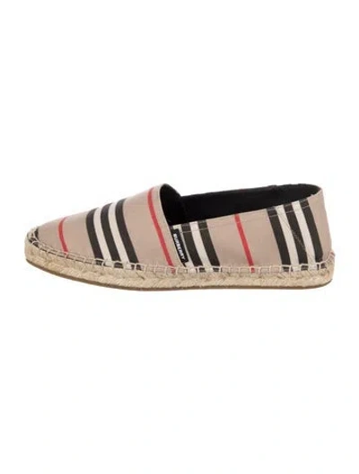 Pre-owned Burberry Canvas Striped Espadrilles In Neutrals
