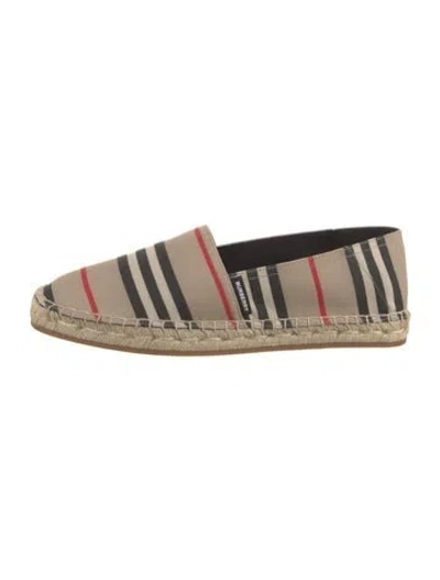Pre-owned Burberry Canvas Striped Espadrilles In Neutrals