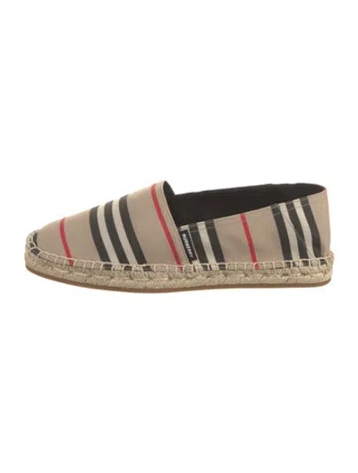 Pre-owned Burberry Canvas Striped Espadrilles W/ Tags In Neutral