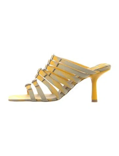 Pre-owned Burberry Canvas Striped Sandals In Yellow