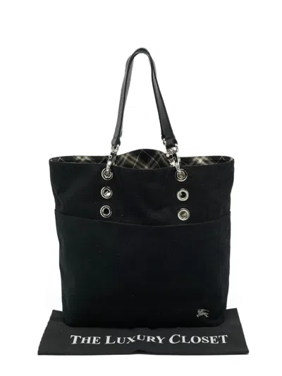 Pre-owned Burberry Canvas Tote Bag In Black