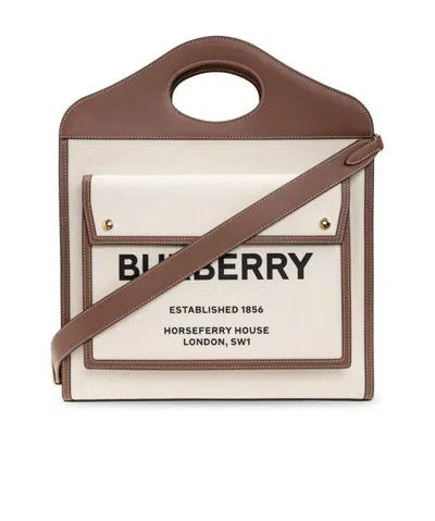 Burberry Canvas Tote Bag In White