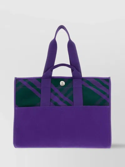 Burberry Canvas Tote Bag With Block Print Design