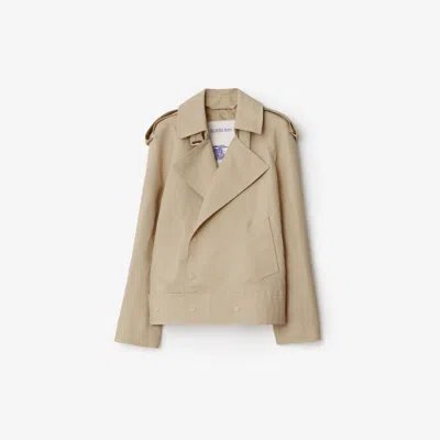 Burberry Canvas Trench Jacket In Oat