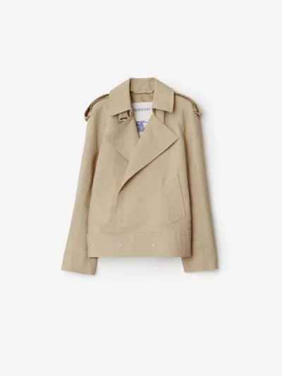 Burberry Canvas Trench Jacket In Brown