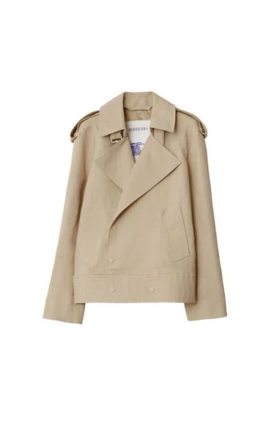 Burberry Canvas Trench Jacket In Oat