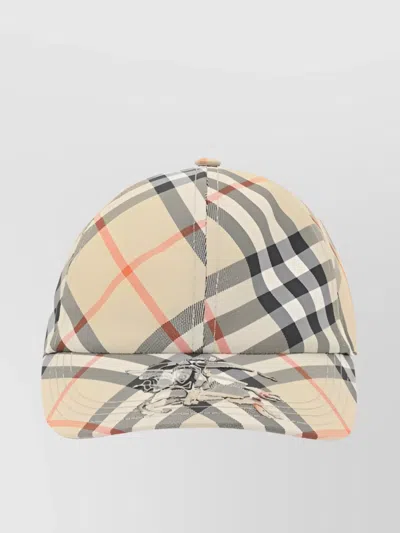 Burberry Cap With Curved Brim And Iconic Check Pattern