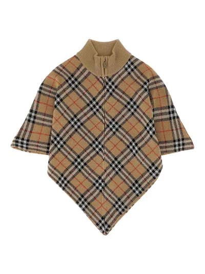 Burberry Kids' Check Cape In Brown