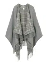 Burberry Check Reversible Wool Cape In Gray