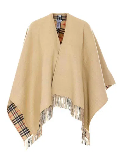 Burberry Check Reversible Cape In Neutral