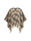 Burberry Charlotte Cape With Plaid Pattern And Fringe