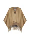 Burberry Check Wool Cape In Archive Beige