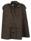 Burberry Cape Jacket With Double-breasted Front In Brown