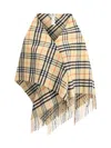 Burberry Fringed Checked Wool And Cashmere-blend Cape In Multi