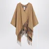 Burberry Beige Wool Cape With Check Pattern Women