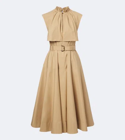 Burberry Caped Cotton Poplin Midi Dress In White