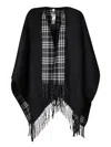 Burberry Wool Reversible Check Cape In Black