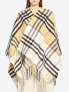 Burberry Check Pattern Cape Open Front Design In Brown