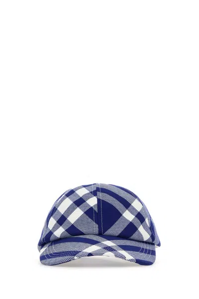 Burberry Cappello Checked Wool-blend Baseball Cap In Transparent