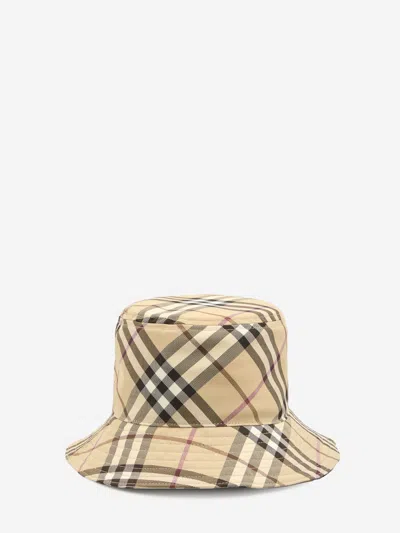 Burberry Check Bucket Hat In Beige