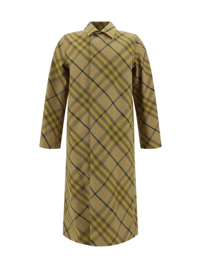 Burberry Beige Check Coat In Multicolor
