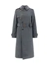 Burberry Grey Cotton Blend Trench Coat Women