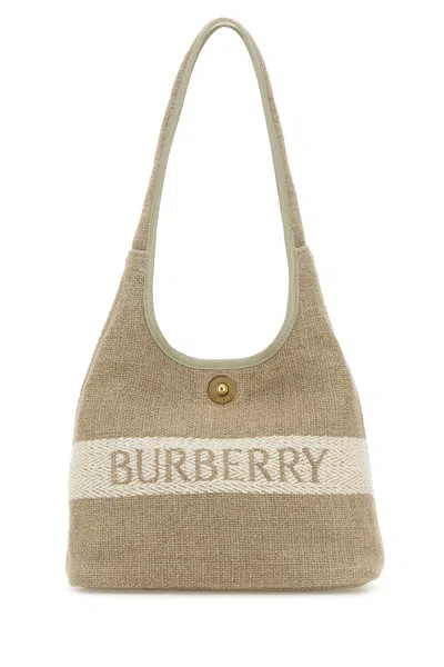 BURBERRY BORSA A SPALLA IN TELA CAPPUCCINO  DONNA