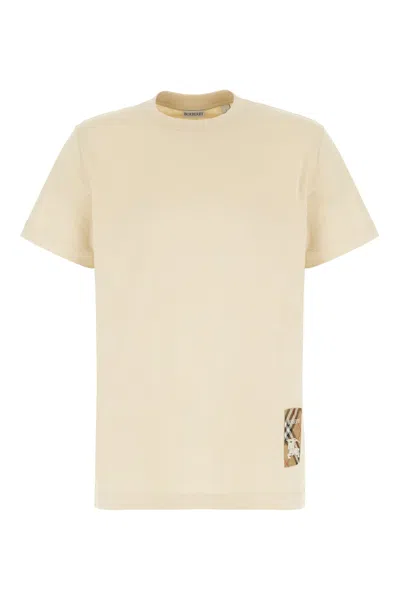Burberry Check Label Cotton T-shirt In Beige O Tan