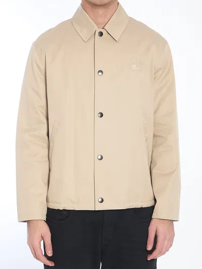 Burberry Cappuccino Gabardine Jacket In Brown
