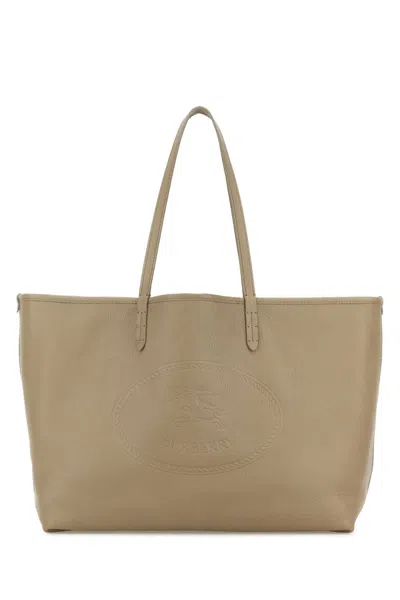 Burberry Cappuccino Leather Shopping Bag In Brown