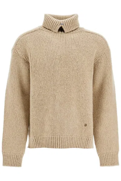 Burberry Cappuccino Wool Blend Sweater In Brown