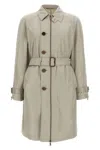 Burberry Car Coat Silk Coats And Trench Coats Gray In Brown