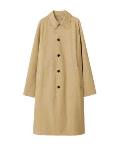Burberry Single-breasted Wool Coat In Flax