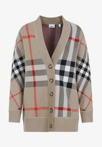 Burberry Caragh Cashmere Cardigan In Metallic