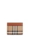 Burberry Beige Check Motif Credit Card Case In Beige