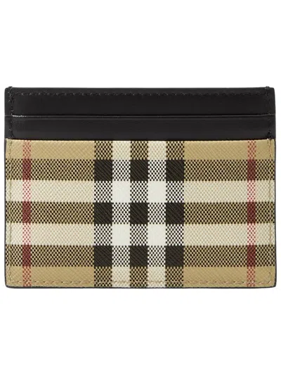 Burberry Card Holder "check" In Beige