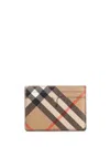 Burberry Signature Pattern Compact Rectangular Card Holder In Beige