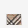 Burberry Signature Pattern Compact Rectangular Card Holder In Sand