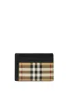 Burberry Beige Check Money Clip Card Holder In Beige