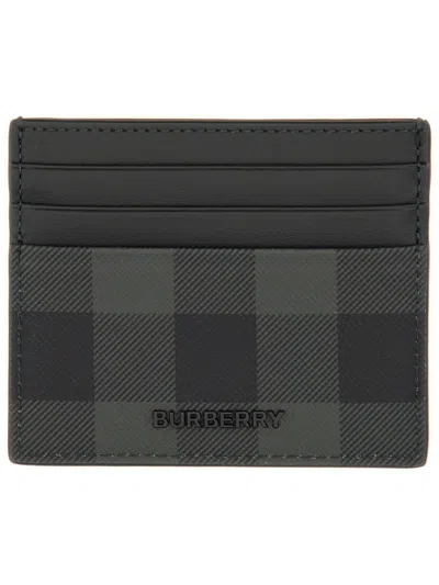 Burberry Card Holder With Classic Check Pattern In Charcoal