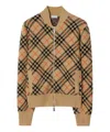 Burberry Wool-blend Check Bomber Jacket In Beige