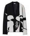 Burberry Ekd Wool Cardigan In Black