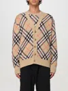 Burberry Embroidered Stretch Wool Blend Cardigan In Beige