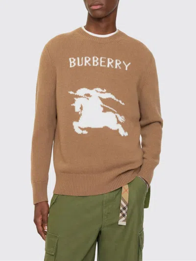 Burberry Wool And Cashmere Pullover With Ekd In Brown