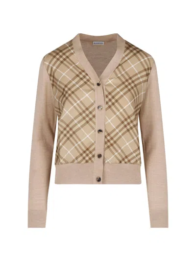 Burberry Cardigan "check" In Neutral