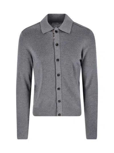 Burberry Cardigan "check" In Gray
