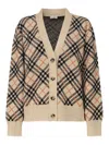 Burberry Check Jacquard Cashmere Cardigan In Black